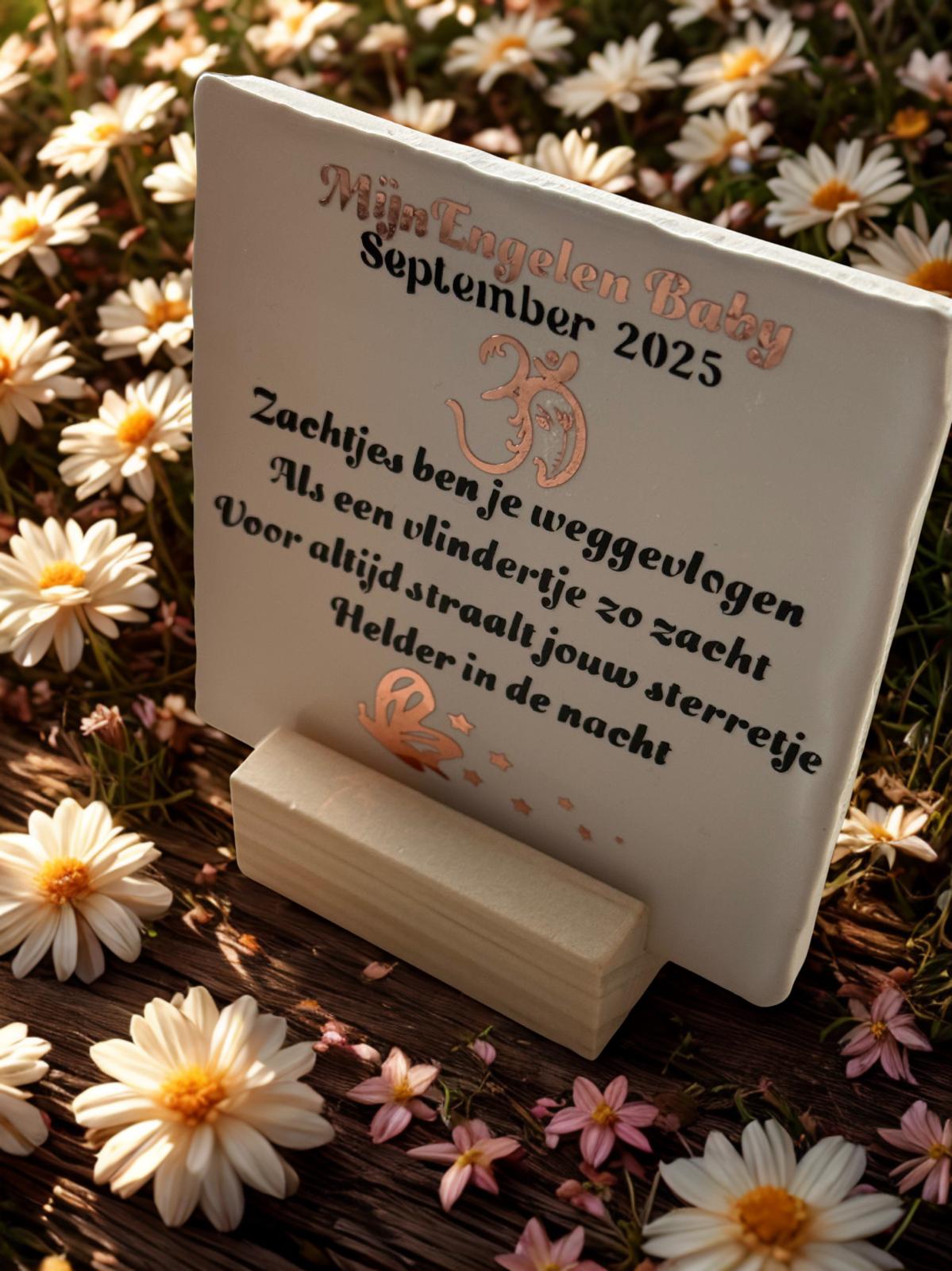 ✨Memorial Tile - Zachtjes ben je weggevlogen