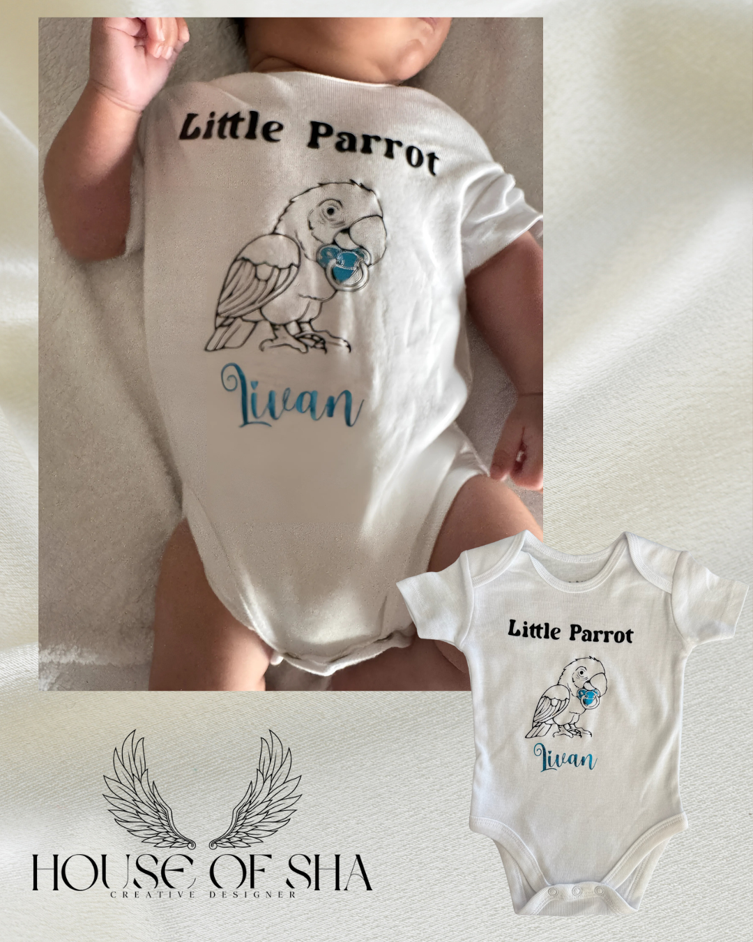 “Little Parrot” Baby Romper – Custom Gift for Parrot-Loving Families