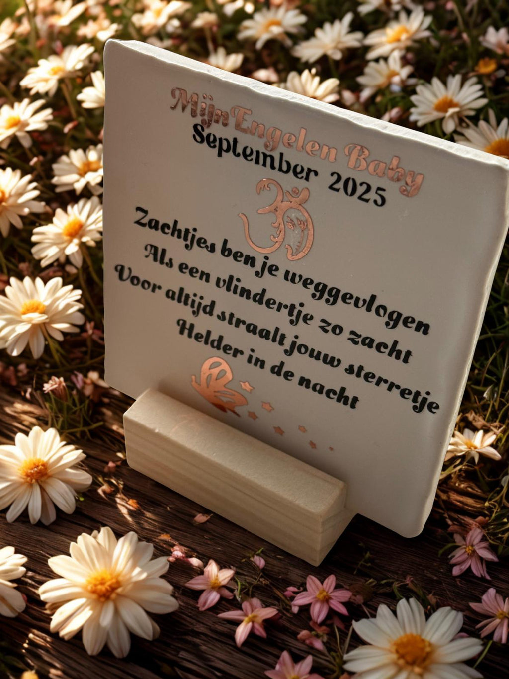 ✨Memorial Tile - Zachtjes ben je weggevlogen