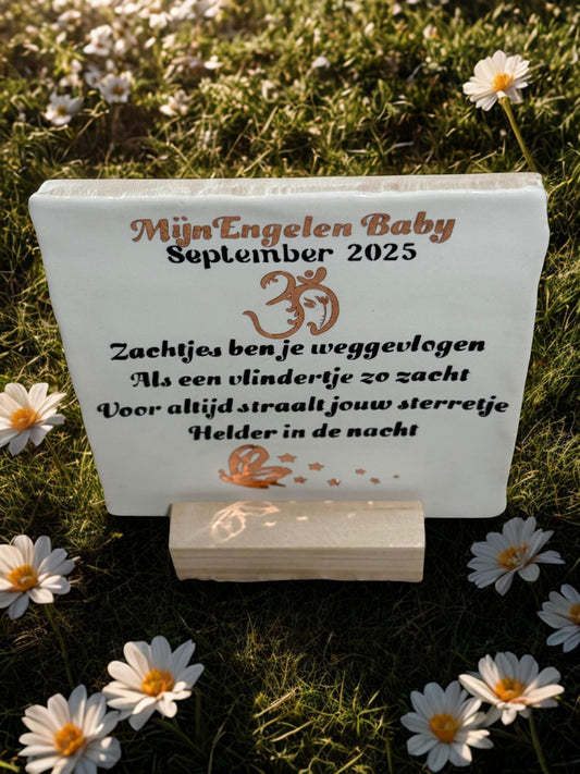 ✨Memorial Tile - Zachtjes ben je weggevlogen