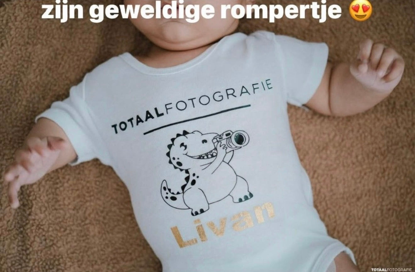 📸 Personalized Photography Baby Romper – Custom Name & Logo