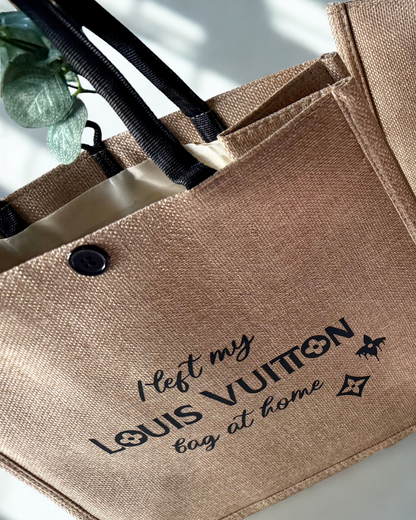 “My Luxury Bag Is at Home” – Designer Jute Tote Collection [LV]