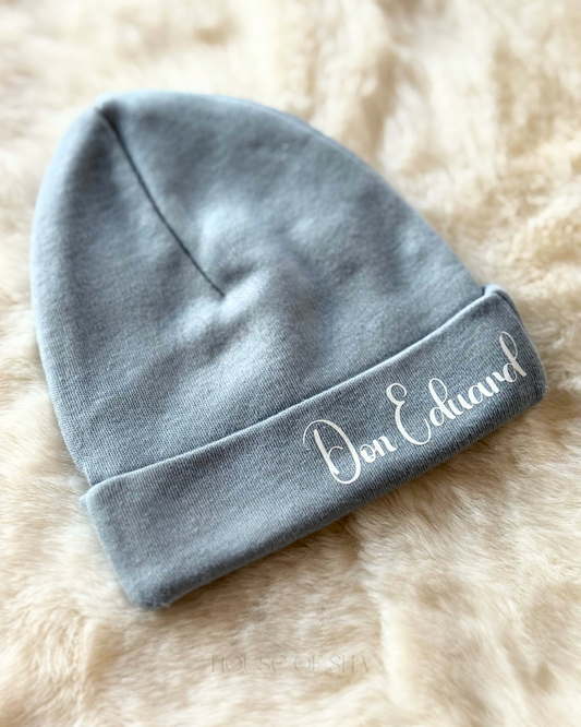 Personalised newborn beanie with name – soft baby hat