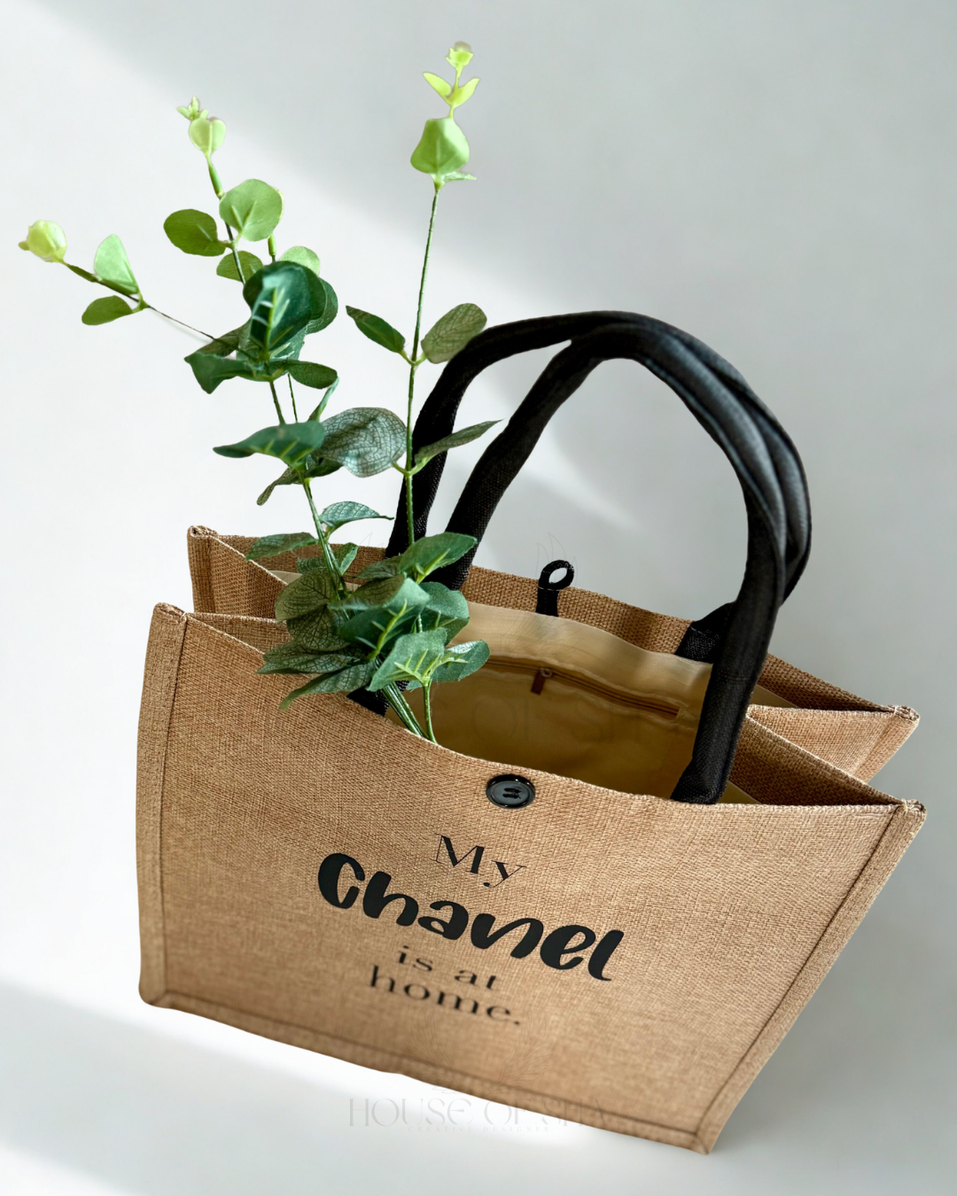 “My Luxury Bag Is at Home” – Designer Jute Tote Collection [Chanel]
