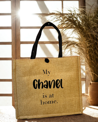 “My Luxury Bag Is at Home” – Designer Jute Tote Collection [Chanel]