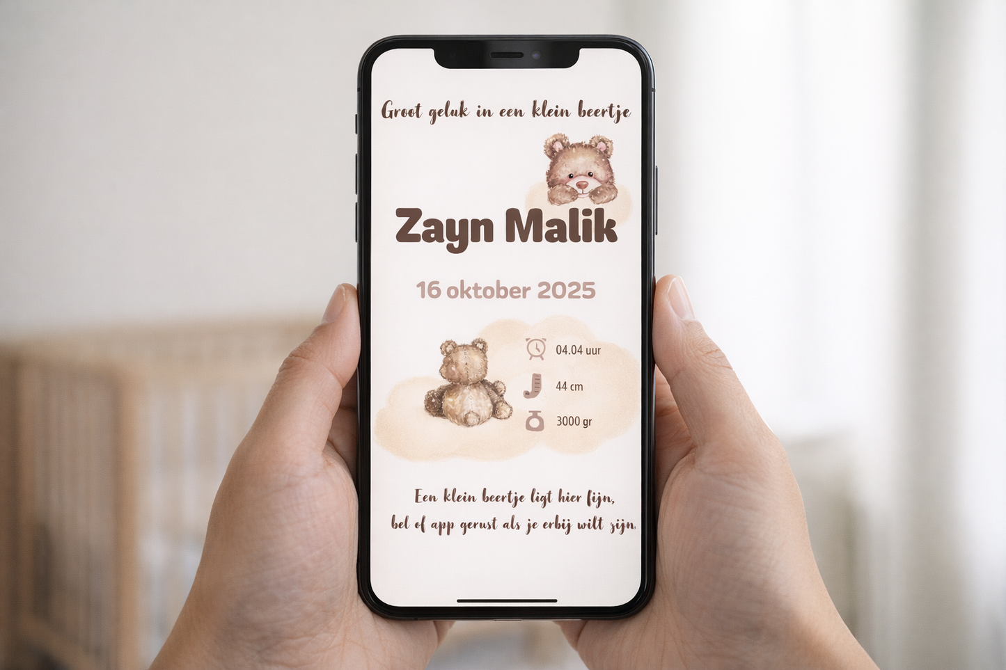 Digital Birth Announcement – “Little Bear” Design