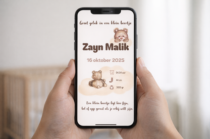Digital Birth Announcement – “Little Bear” Design