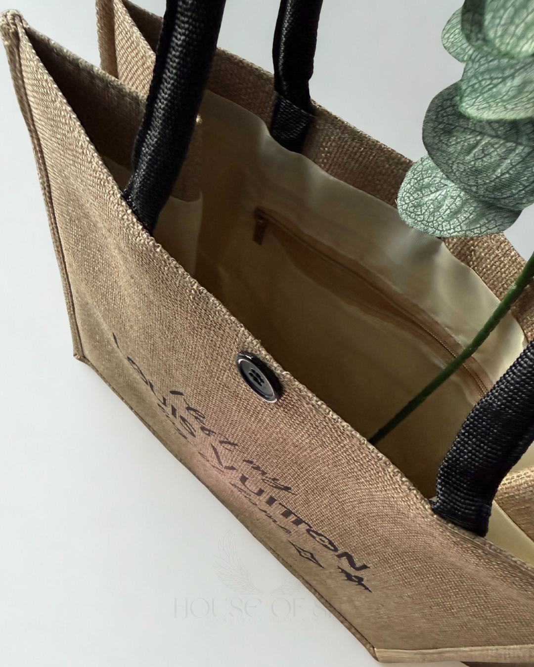 “My Luxury Bag Is at Home” – Designer Jute Tote Collection [LV]