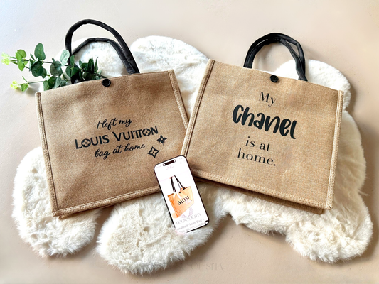 “My Luxury Bag Is at Home” – Designer Jute Tote Collection [Chanel]