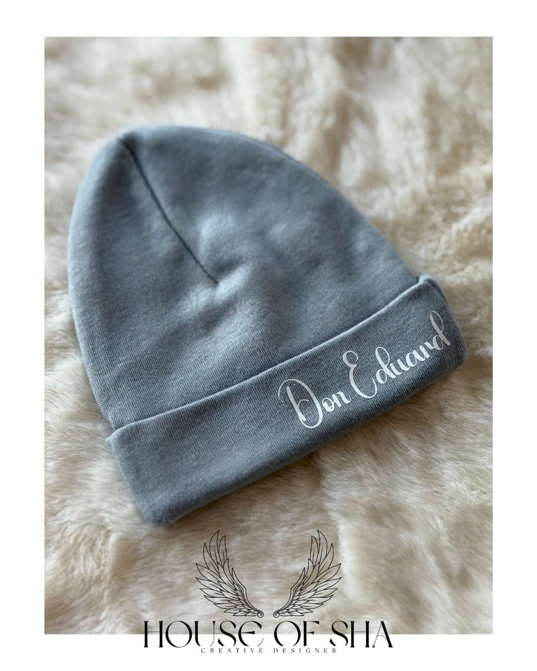 Personalised newborn beanie with name – soft baby hat
